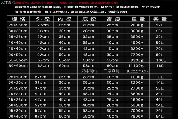 316-304桶规格尺寸